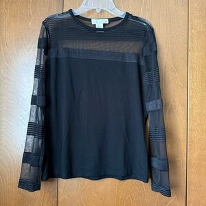 Zelda Semi Sheer Top and Sleeves Black Long-sleeve Top Sz Small.